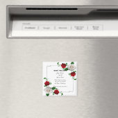 Rood- en witrozen kersthuwelijk sparen de datum magneet (Insitu (Vaatwasser))