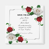 Rood- en witrozen kersthuwelijk sparen de datum magneet (Voorkant)