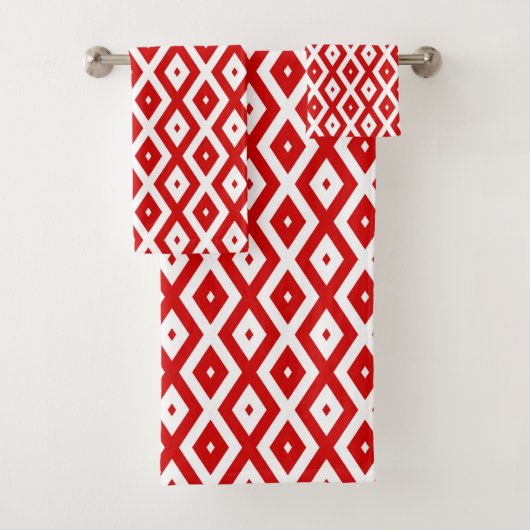 Rood- en witruitpatroon bad handdoek (Insitu)