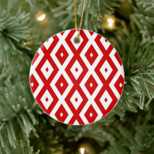 Rood- en witruitpatroon keramisch ornament