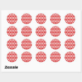 Rood- en witruitpatroon ronde sticker (Vel)