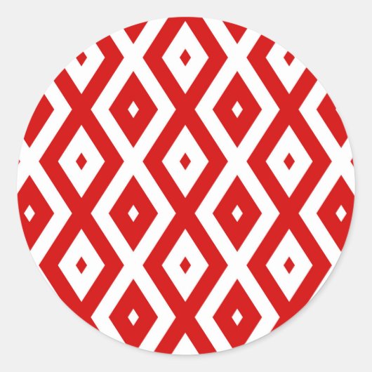 Rood- en witruitpatroon ronde sticker (Voorkant)