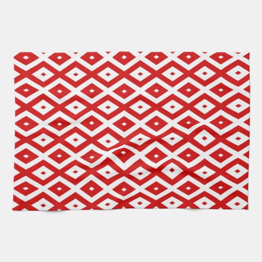 Rood- en witruitpatroon theedoek (Horizontaal)