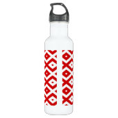 Rood- en witruitpatroon waterfles (Achterkant)