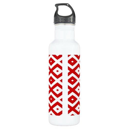Rood- en witruitpatroon waterfles (Achterkant)
