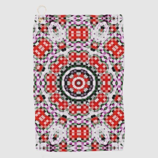 Rood- en witschacht of kaleidoscoop met pixel golfhanddoek (Voorkant)