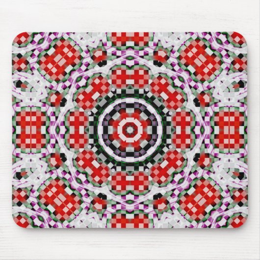 Rood- en witschacht of kaleidoscoop met pixel muismat (Voorkant)
