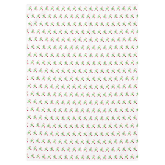 Rood- en witsnoepriet met kerstbal tafelkleed (Voorkant)