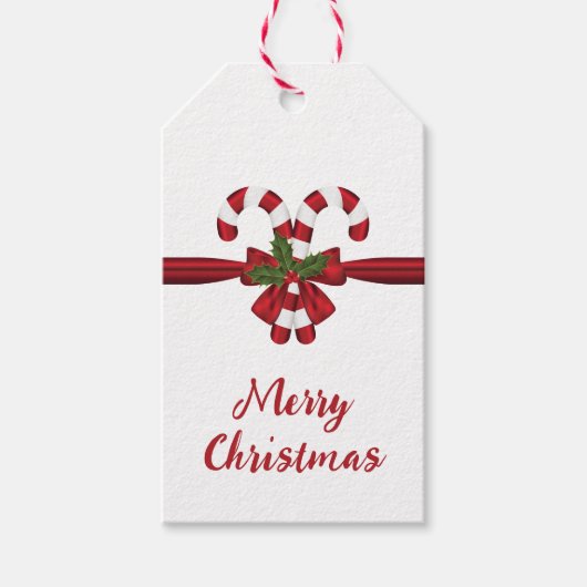 Rood- en witsnoeprietriemen, met krullen en met te cadeaulabel (Voorkant)