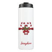 Rood- en witsnoeprietriemen, met krullen en met te thermosbeker (Voorkant)