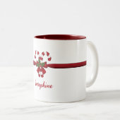 Rood- en witsnoeprietriemen, met naam tweekleurige koffiemok (Voorkant rechts)