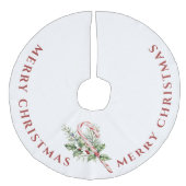 Rood- en witsnoepsuikerriet, vrolijk kerstfeest imitatie linnen kerstboom kleed (Voorkant)