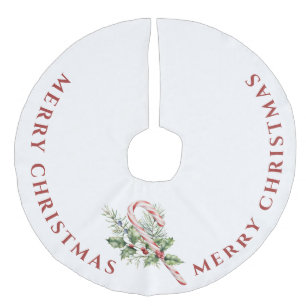 Rood- en witsnoepsuikerriet, vrolijk kerstfeest imitatie linnen kerstboom kleed