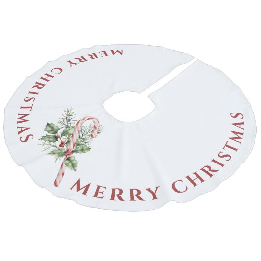 Rood- en witsnoepsuikerriet, vrolijk kerstfeest imitatie linnen kerstboom kleed (Gekanteld)