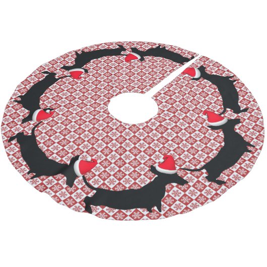 Rood- en witsopflake Dachshunds-boomrok Kerstboom Rok (Gekanteld)