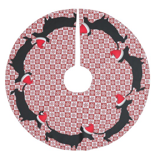 Rood- en witsopflake Dachshunds-boomrok Kerstboom Rok (Voorkant)