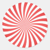 Rood- en witspiraal ronde sticker (Voorkant)
