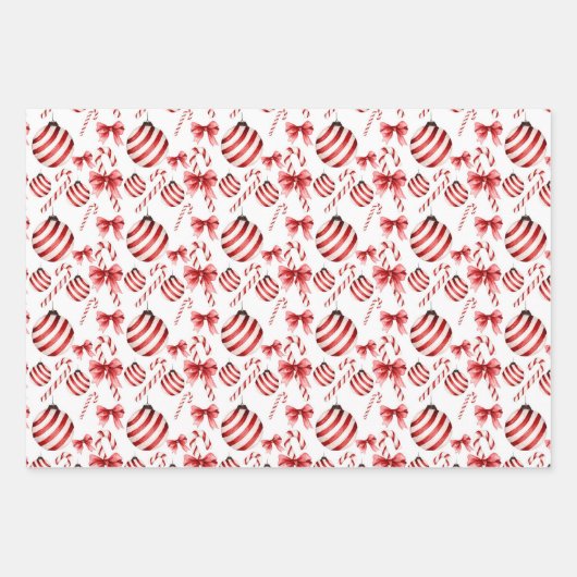 Rood- en witstaafjes en snoepsnoeren inpakpapier vel (Voorkant 3)