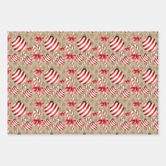 Rood- en witstaafjes en snoepsnoeren inpakpapier vel (Voorkant 2)