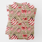 Rood- en witstaafjes en snoepsnoeren inpakpapier vel (In situ)