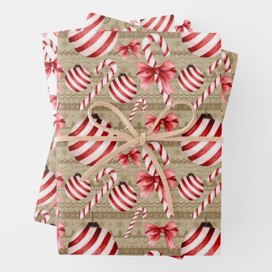 Rood- en witstaafjes en snoepsnoeren inpakpapier vel (In situ)