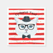 Rood- en wittapijten, nerdy Cat Paper Napkins Servet (Voorkant)