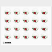 Rood- en witte bloemen groen botanisch ronde sticker (Vel)