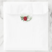 Rood- en witte bloemen groen botanisch ronde sticker (Tas)