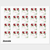 Rood- en witte bloemen groen botanisch vierkante sticker (Vel)