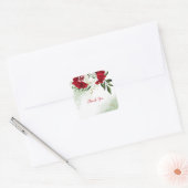 Rood- en witte bloemen groen botanisch vierkante sticker (Envelop)