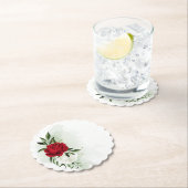 Rood- en witte bloemen groen kartonnen onderzetters (Insitu)