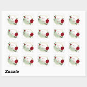 Rood- en witte bloemen groenachtig goud vierkante sticker (Vel)