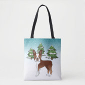 Rood- en witte Boston Terrier in een winter Tote Bag (Voorkant)