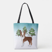 Rood- en witte Boston Terrier in een winter Tote Bag (Achterkant)