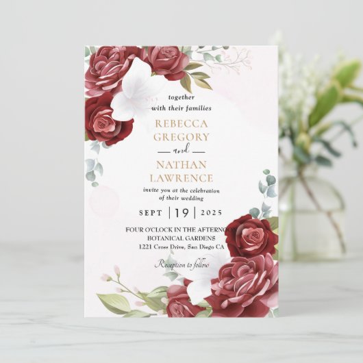 Rood- en witte bruinkooluitnodiging kaart (Staand voorkant)