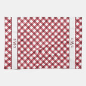 Rood- en witte buffelplaat Drie Initiaal monogram Theedoek (Horizontaal)