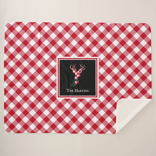 Rood- en witte buffelrenrendieren, speciaal gepers sherpa deken (Voorkant (horizontaal))