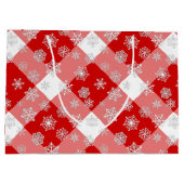 Rood- en witte buffels, geplakt met sneeuwvlokken groot cadeauzakje (Achterkant)