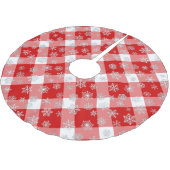 Rood- en witte buffels, geplakt met sneeuwvlokken kerstboom rok (Gekanteld)