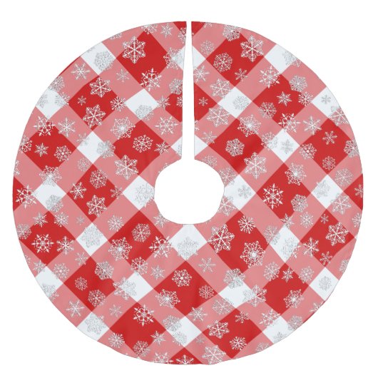 Rood- en witte buffels, geplakt met sneeuwvlokken kerstboom rok (Voorkant)