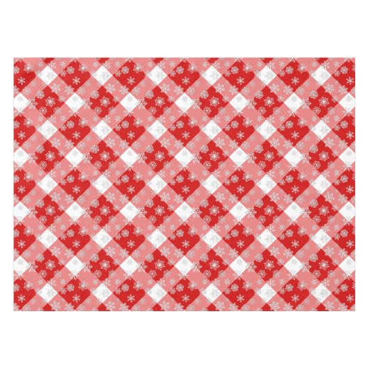 Rood- en witte buffels, geplakt met sneeuwvlokken tafelkleed (Voorkant (Horizontaal))