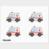 Rood- en witte Cartoon Rechthoekige Sticker (Vel)