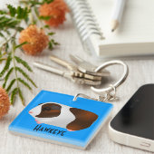 Rood- en witte-cavia met naam sleutelhanger (Voorkant Rechts)