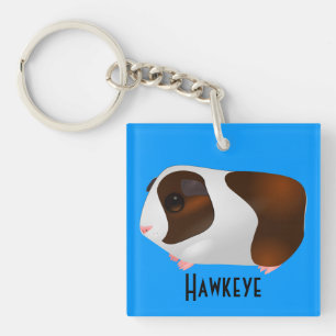 Rood- en witte-cavia met naam sleutelhanger