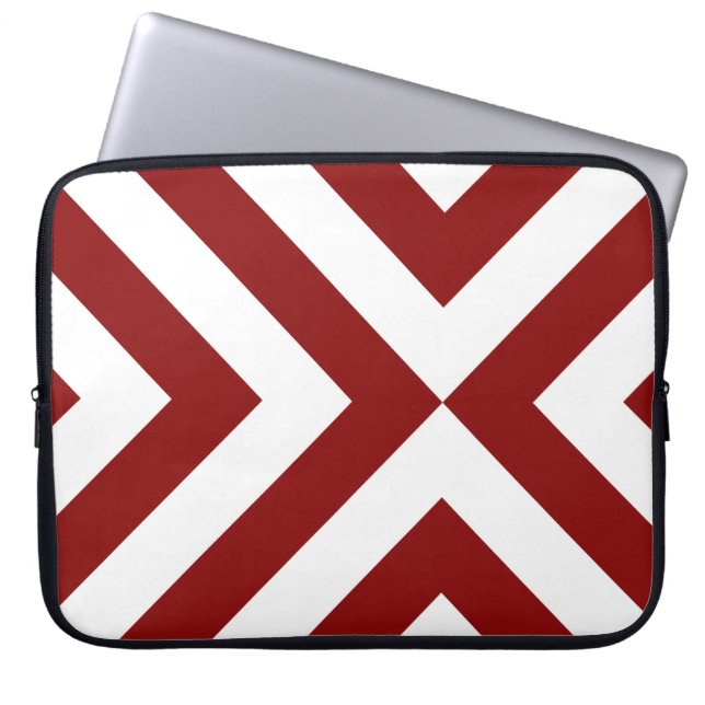 Rood- en witte Chevrons Laptop Sleeve (Voorkant)
