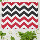 Rood- en witte Chevrons met zwart Theedoek (Gevouwen)