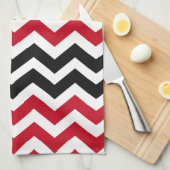 Rood- en witte Chevrons met zwart Theedoek (Quarter Fold)