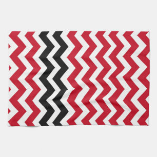 Rood- en witte Chevrons met zwart Theedoek