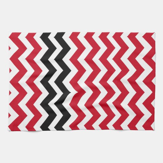Rood- en witte Chevrons met zwart Theedoek (Horizontaal)