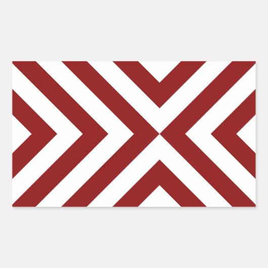 Rood- en witte Chevrons Rechthoekige Sticker (Voorkant)